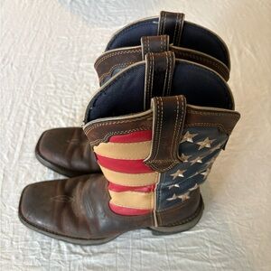 Women’s 10” western Durango brown American flag boots, Size US 7.5